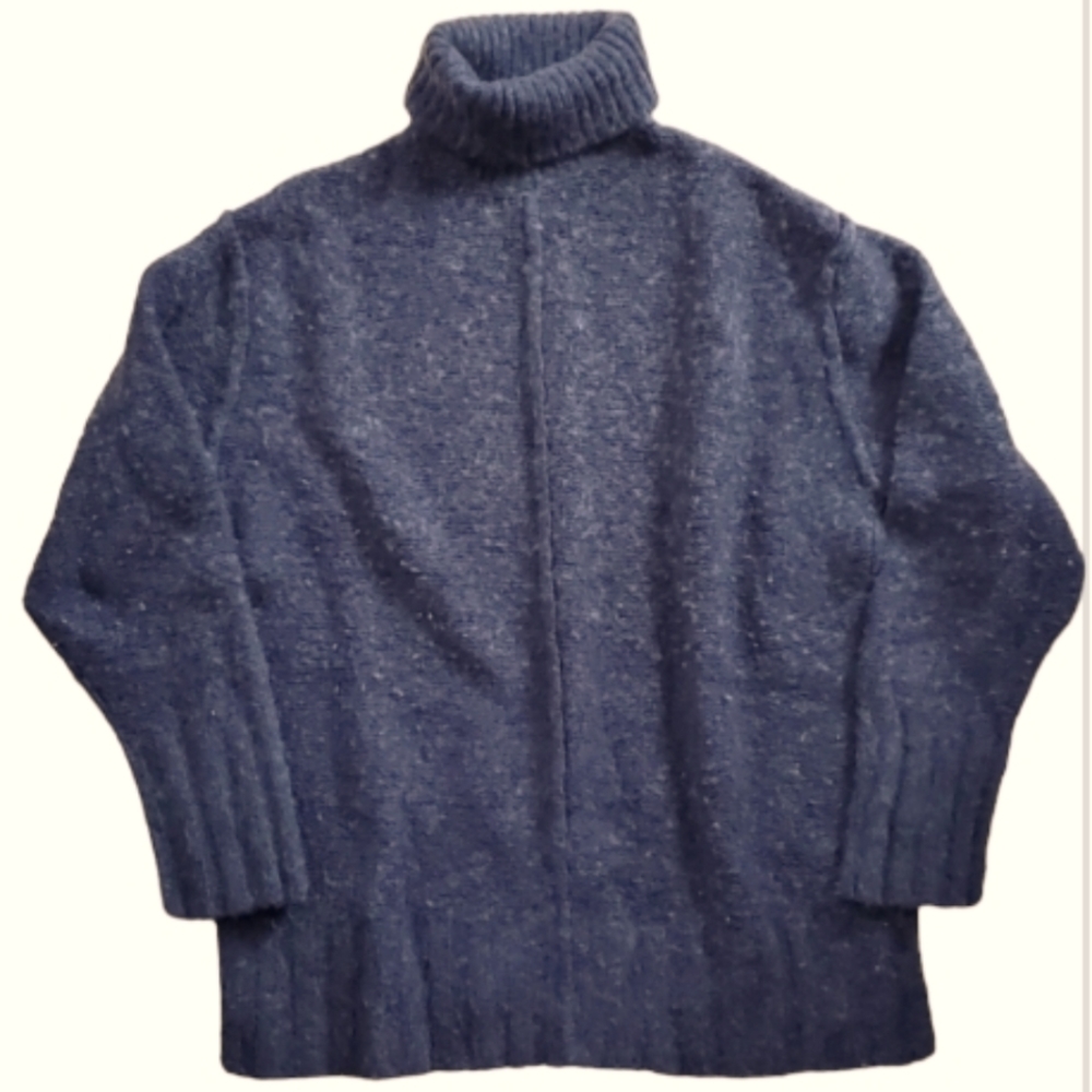 Rafaella Womans Blue Purple Nubby Wool Blend Turtleneck Sweater Size Medium
